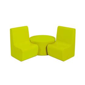 Conjunto 2 sillas y Mesa redonda de foam para guardería