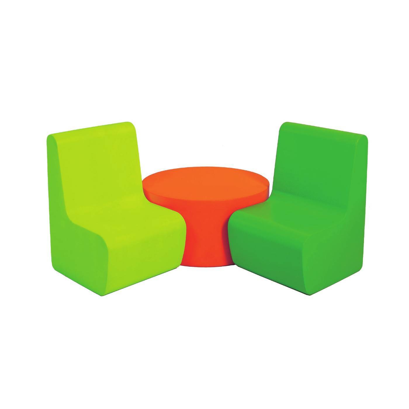 Conjunto 2 sillas y Mesa redonda de foam para guardería