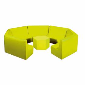 Conjunto 6 sofás y Mesa hexagonal de foam para guardería